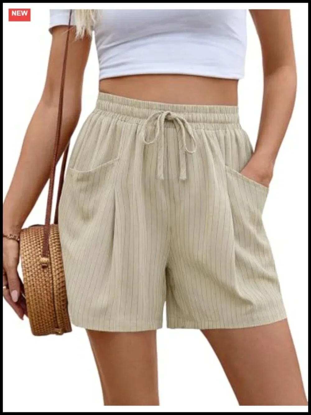 Wide Leg High Waisted Linen Shorts for Women with Pockets 5